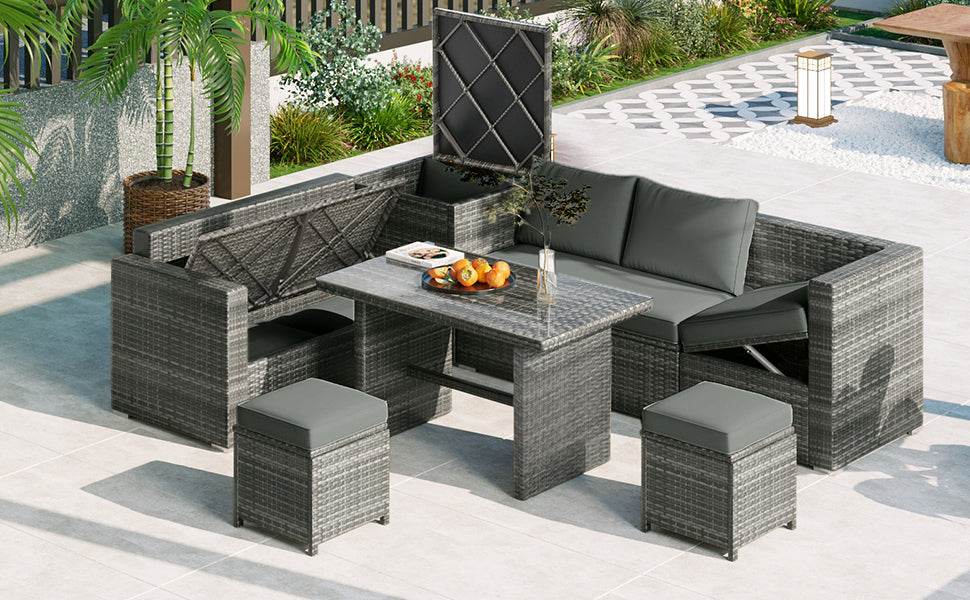 6-Piece All-Weather Hand-Woven PE Rattan Outdoor Sofa Set - Omega Lifestyles