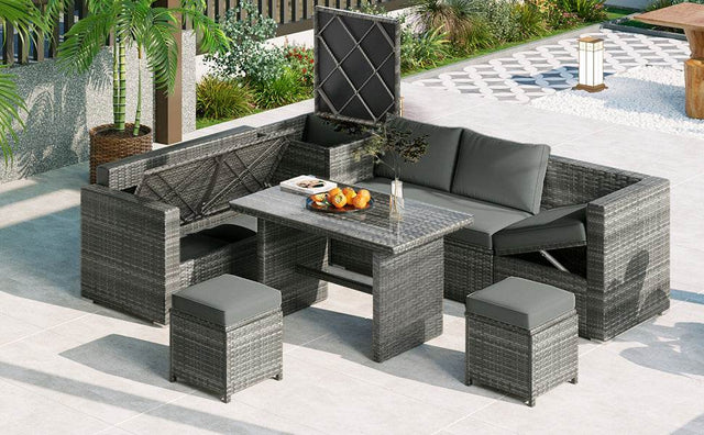 6-Piece All-Weather Hand-Woven PE Rattan Outdoor Sofa Set - Omega Lifestyles