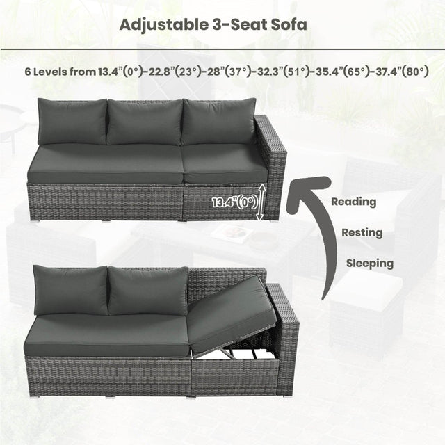 6-Piece All-Weather Hand-Woven PE Rattan Outdoor Sofa Set - Omega Lifestyles