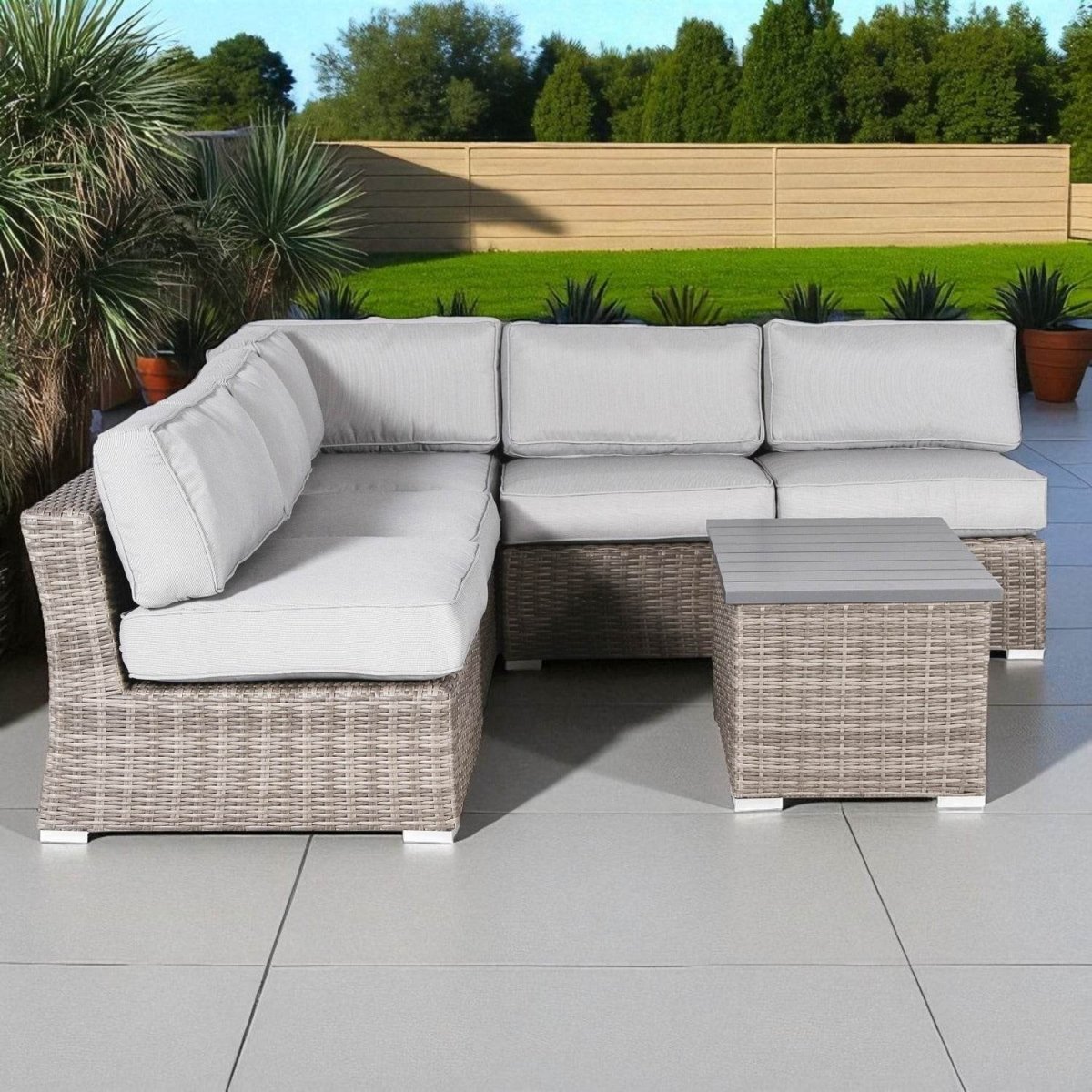 6 - Piece Weather - Resistant Wicker Outdoor Sofa Set With Cushions - Dreamtide - Omega Lifestyles