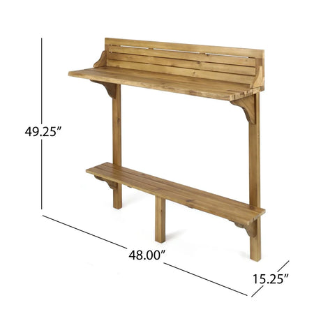 Acacia Wood Natural Finish Balcony Bar Table - Omega Lifestyles