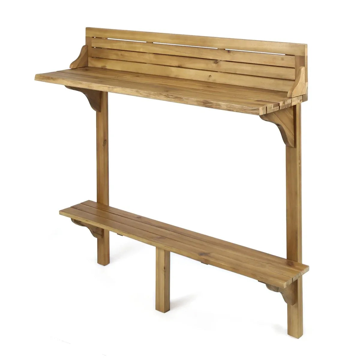 Acacia Wood Natural Finish Balcony Bar Table - Omega Lifestyles