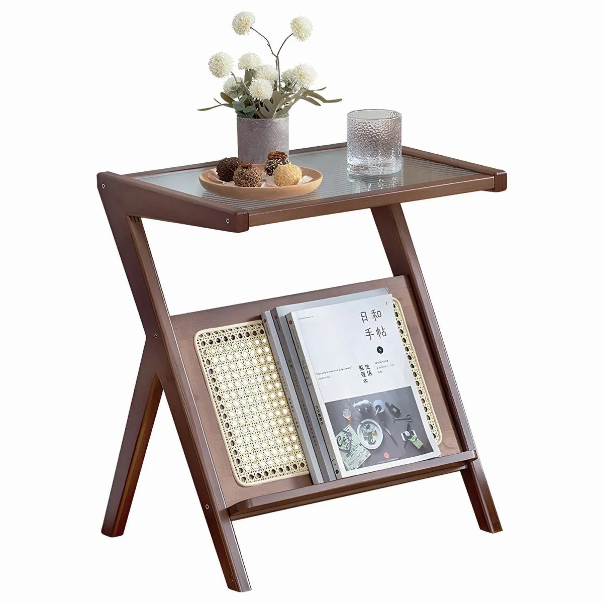 Boho Bamboo Rattan Nightstand Side Table With Storage - Omega Lifestyles