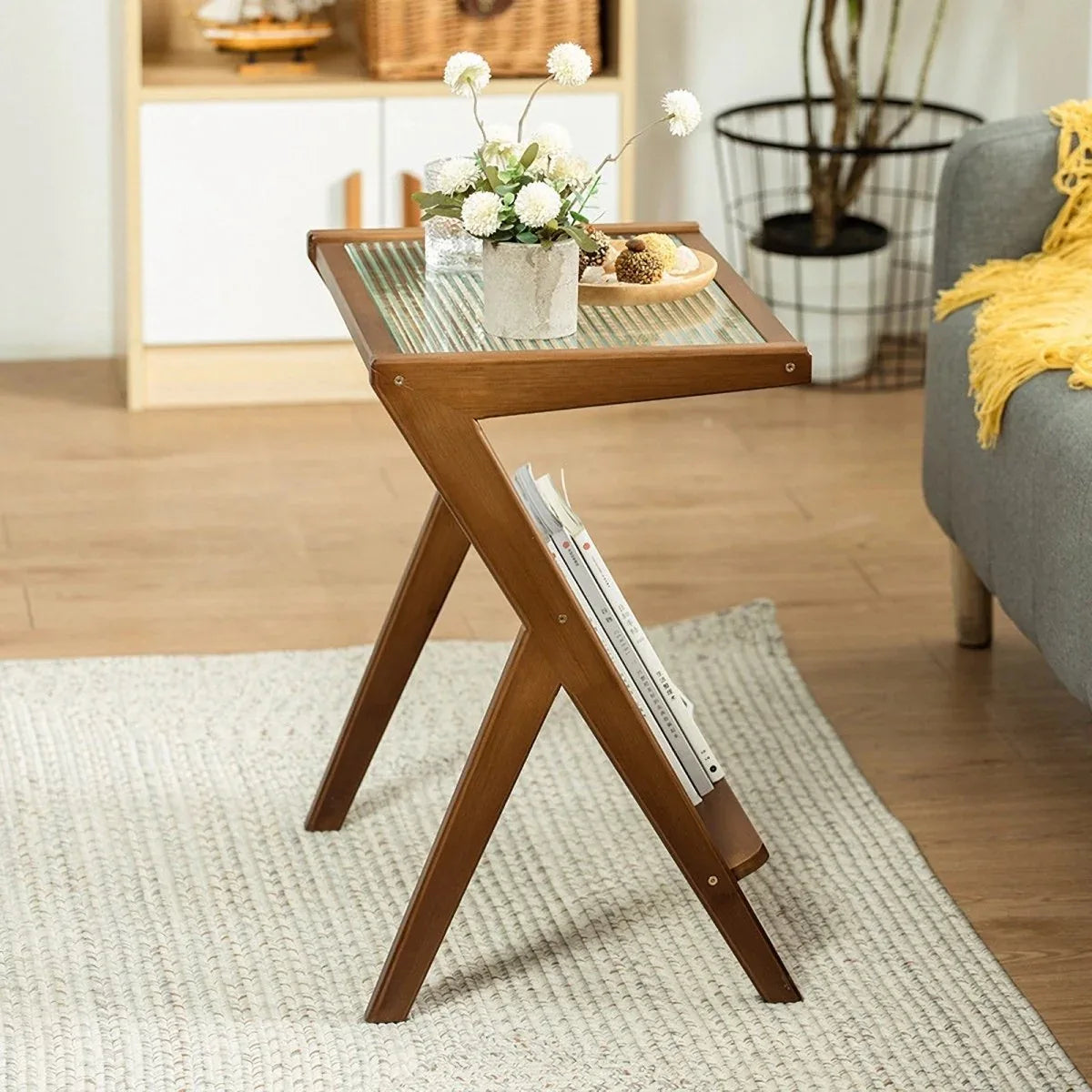 Boho Bamboo Rattan Nightstand Side Table With Storage - Omega Lifestyles