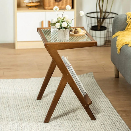 Boho Bamboo Rattan Nightstand Side Table With Storage - Omega Lifestyles