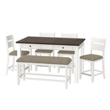 Brown And White Engineered Wood 6 - Piece Dining Set - Dreamtide - Omega Lifestyles