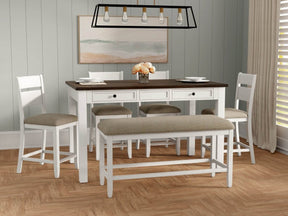 Brown And White Engineered Wood 6-Piece Dining Set - Omega Lifestyles