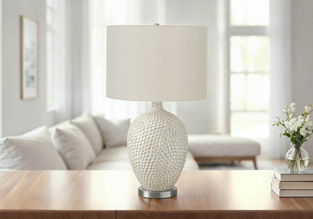 Contemporary Ceramic Table Lamp With Ivory Shade - Sleep Galleria