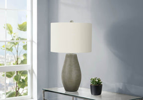 Contemporary Grey Resin Table Lamp With Ivory Shade - Omega Lifestyles