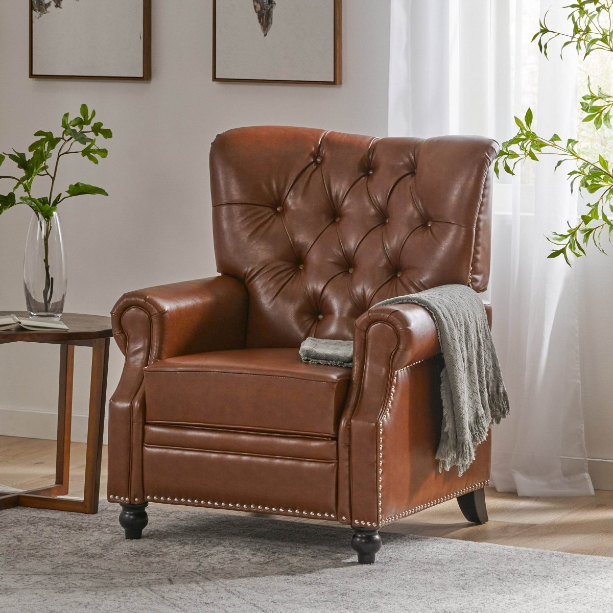 Contemporary Push - Back PU Leather Tufted Recliner Chair - Dreamtide - Omega Lifestyles