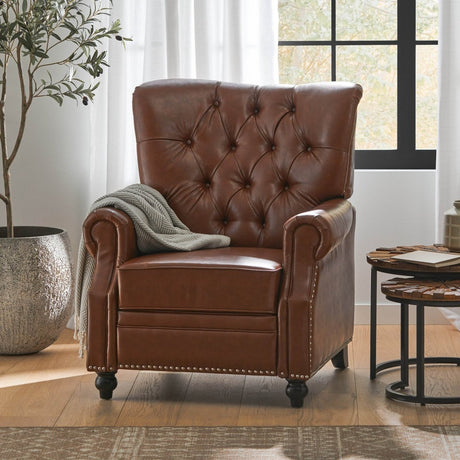 Contemporary Push - Back PU Leather Tufted Recliner Chair - Dreamtide - Omega Lifestyles