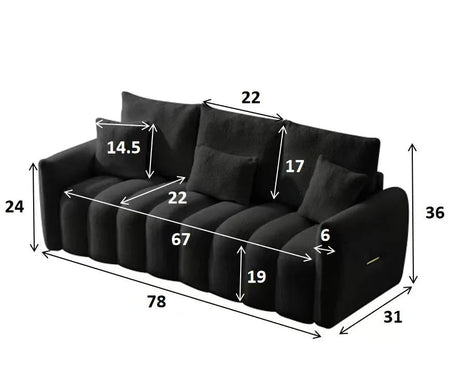 Contemporary Teddy Fabric 3-Seat Soft Sofa - Omega Lifestyles