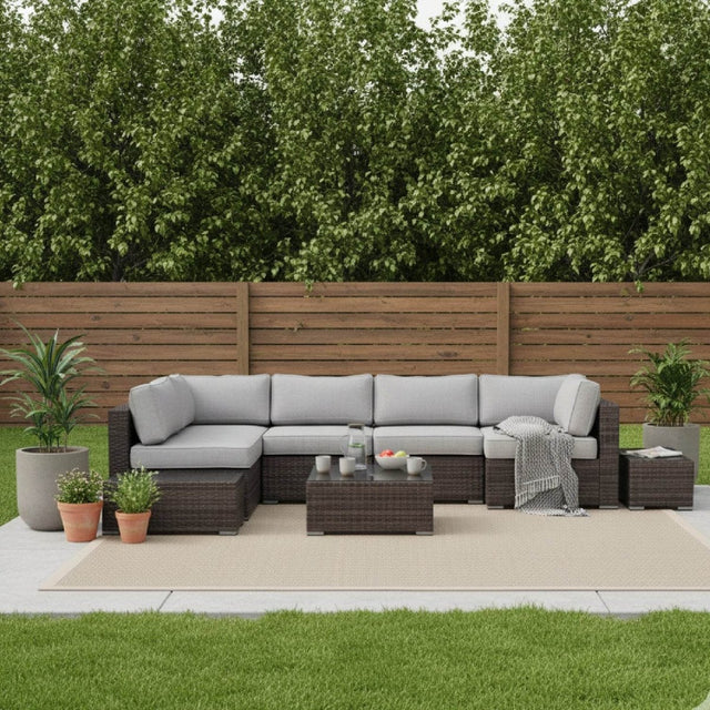 Espresso HDPE Wicker Outdoor Sectional Seating Group - Dreamtide - Omega Lifestyles