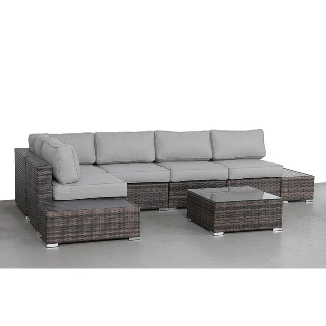 Espresso HDPE Wicker Outdoor Sectional Seating Group - Omega Lifestyles
