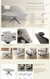 Expandable MDF Dining Table Set With Metal Legs And Chairs - Omega Lifestyles