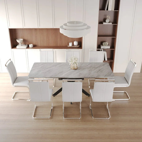 Expandable MDF Dining Table Set With Metal Legs And Chairs - Omega Lifestyles