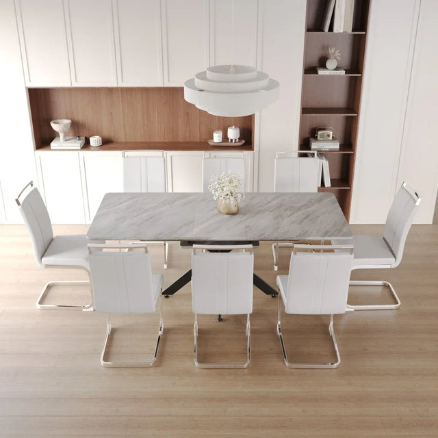 Expandable MDF Dining Table Set With Metal Legs And Chairs - Omega Lifestyles