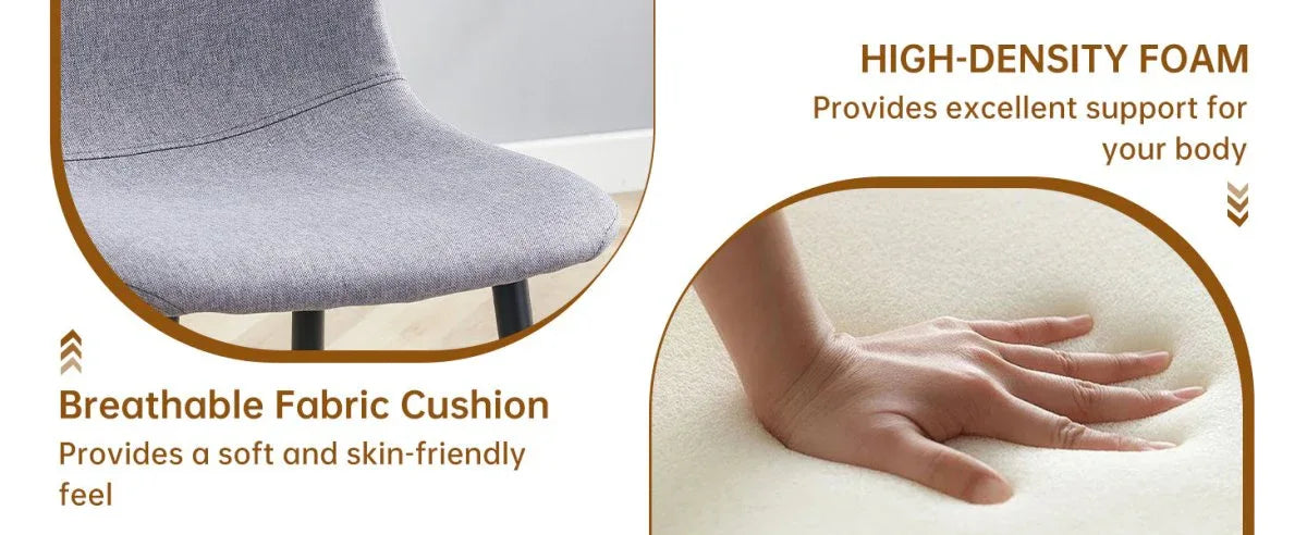 Extendable Round MDF Dining Table With Linen Cotton Chairs Set - Omega Lifestyles