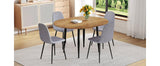 Extendable Round MDF Dining Table With Linen Cotton Chairs Set - Omega Lifestyles