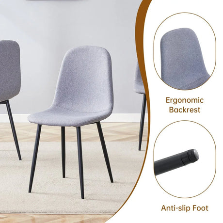 Extendable Round MDF Dining Table With Linen Cotton Chairs Set - Omega Lifestyles