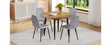 Extendable Round MDF Dining Table With Linen Cotton Chairs Set - Omega Lifestyles