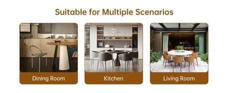 Extendable Round MDF Dining Table With Linen Cotton Chairs Set - Omega Lifestyles