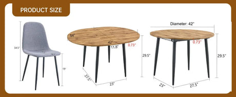 Extendable Round MDF Dining Table With Linen Cotton Chairs Set - Omega Lifestyles