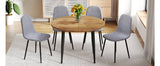 Extendable Round MDF Dining Table With Linen Cotton Chairs Set - Omega Lifestyles