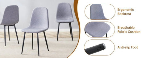 Extendable Round MDF Dining Table With Linen Cotton Chairs Set - Omega Lifestyles