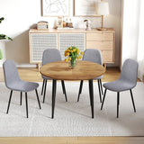 Extendable Round MDF Dining Table With Linen Cotton Chairs Set - Omega Lifestyles
