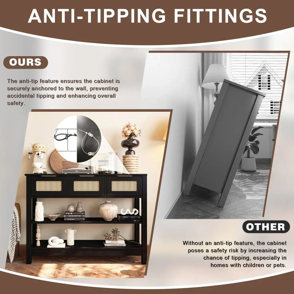 Farmhouse Black MDF Console Table With Drawers - Omega Lifestyles