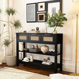 Farmhouse Black MDF Console Table With Drawers - Omega Lifestyles