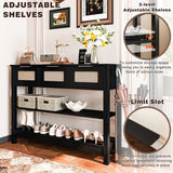 Farmhouse Black MDF Console Table With Drawers - Omega Lifestyles