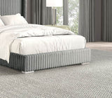 Full Contemporary Gray Fur Chenille Fabric Mattress Ready Bed Frame - Dreamtide - Omega Lifestyles