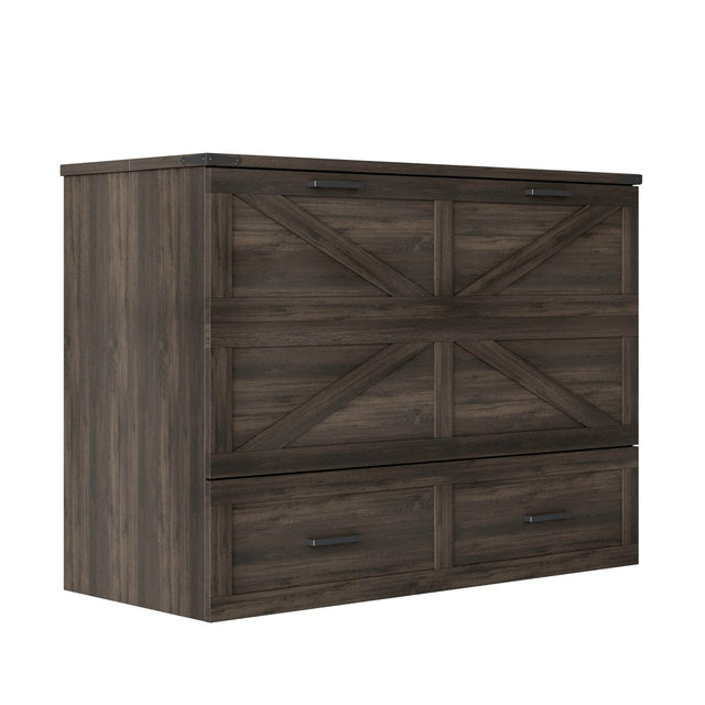 Full Full-Size Farmhouse Murphy Cabinet Bed With Charging Station - Omega Lifestyles