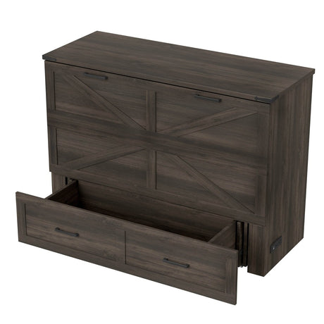 Full Full - Size Farmhouse Murphy Cabinet Bed With Charging Station - Dreamtide - Omega Lifestyles