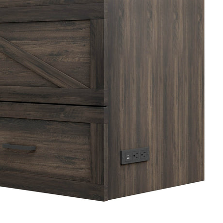 Full Full - Size Farmhouse Murphy Cabinet Bed With Charging Station - Dreamtide - Omega Lifestyles