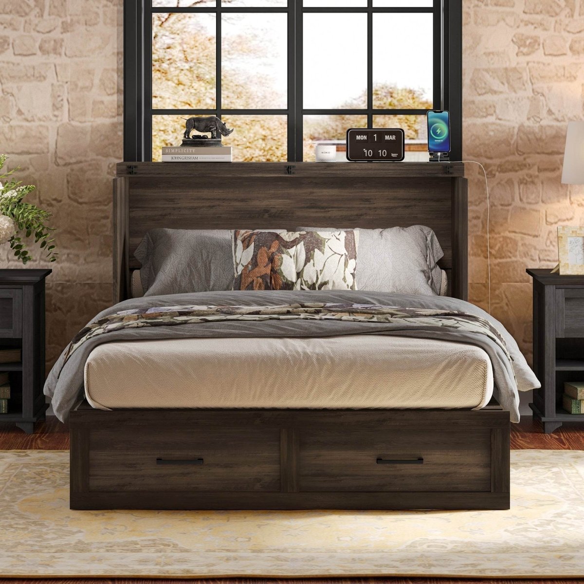 Full Full - Size Farmhouse Murphy Cabinet Bed With Charging Station - Dreamtide - Omega Lifestyles
