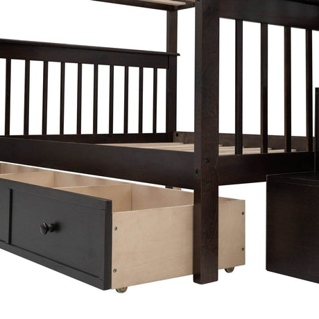 Full-Over-Full Solid Wood Stairway Bunk Bed With Storage - Sleep Galleria
