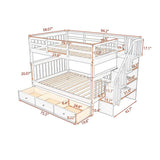 Full-Over-Full Solid Wood Stairway Bunk Bed With Storage - Sleep Galleria