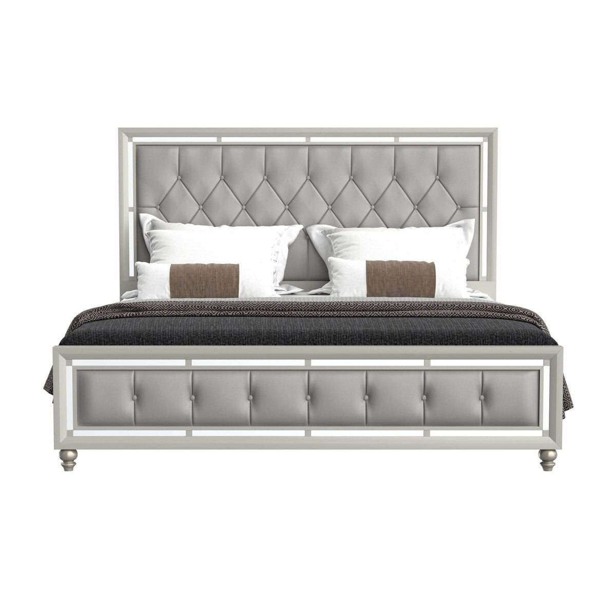 Full Silver Mirror Trim Panel Bed Frame - Dreamtide - Omega Lifestyles