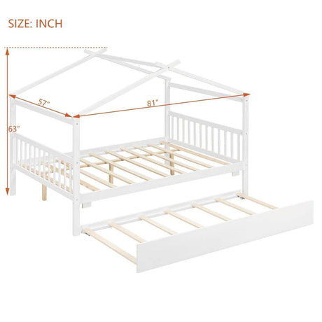 Full Size Solid Wood House Bed With Twin Trundle - Sleep Galleria