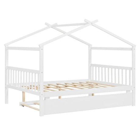 Full Size Solid Wood House Bed With Twin Trundle - Sleep Galleria
