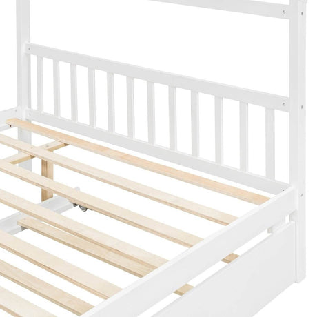 Full Size Solid Wood House Bed With Twin Trundle - Sleep Galleria