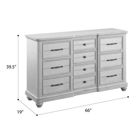 Gray Solid Wood 10 - Drawer Coastal Farmhouse Dresser - Dreamtide - Omega Lifestyles