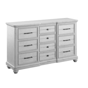Gray Solid Wood 10-Drawer Coastal Farmhouse Dresser - Omega Lifestyles