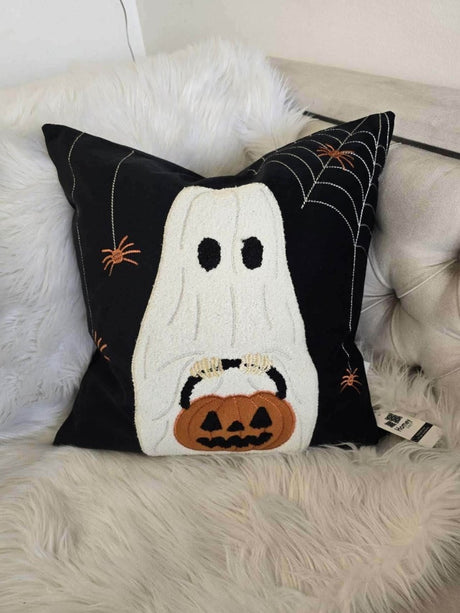 Halloween Embroidered Ghost Pumpkin Bucket Throw Pillow - Dreamtide - Omega Lifestyles