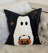 Halloween Embroidered Ghost Pumpkin Bucket Throw Pillow - Dreamtide - Omega Lifestyles