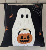 Halloween Embroidered Ghost Pumpkin Bucket Throw Pillow - Dreamtide - Omega Lifestyles