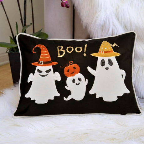 Halloween Ghost Velvet Throw Pillow With Polyester Insert - Dreamtide - Omega Lifestyles